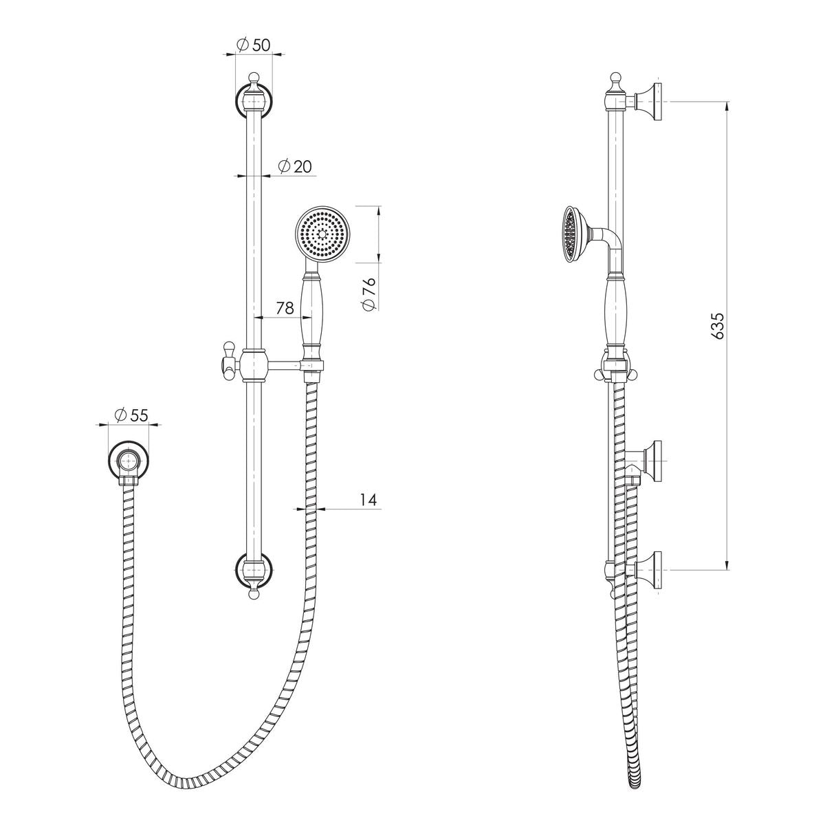 Cromford Rail Shower - Matte Black