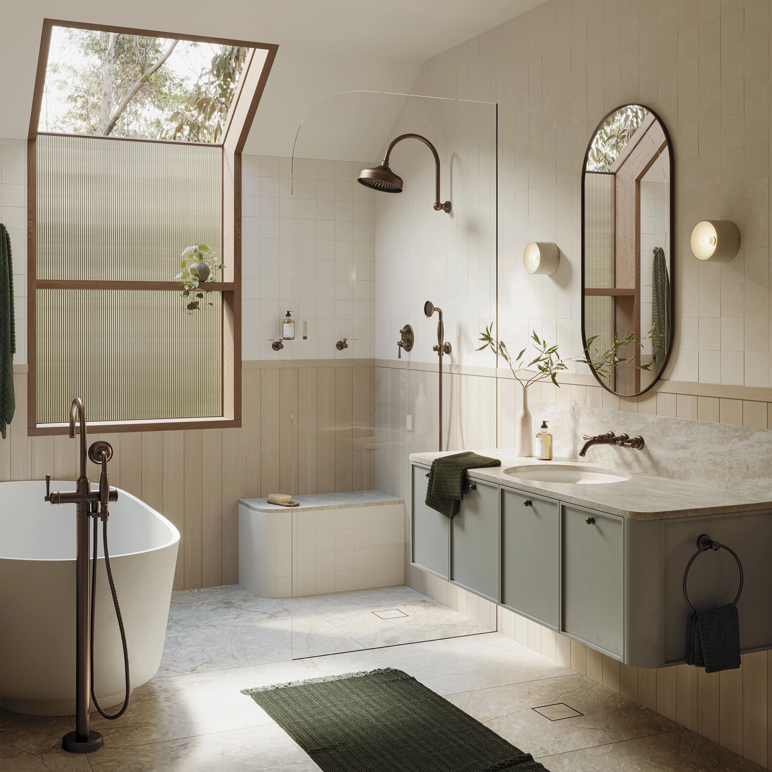 Phoenix Cromford Floor Mounted Bath Mixer with Hand Shower, Brushed Bronze