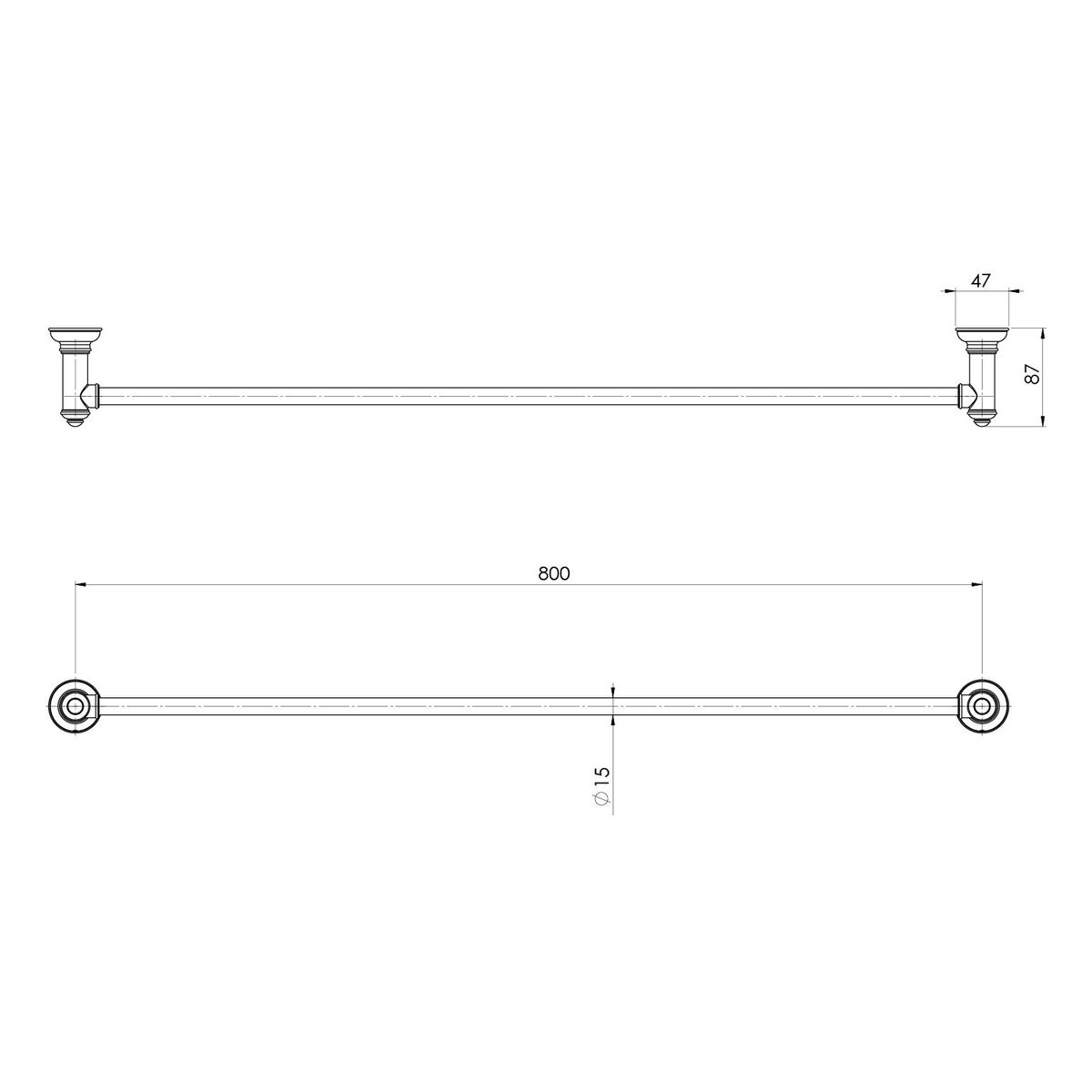 Cromford Single Towel Rail 800mm - Matte Black