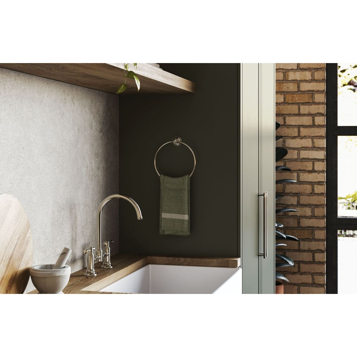 Cromford Hand Towel Holder - Brushed Nickel