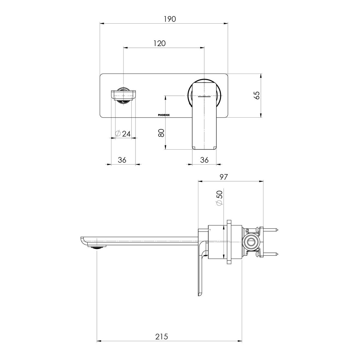 Gloss MKII SwitchMix Wall Basin / Bath Mixer Set Fit-Off Kit - Chrome