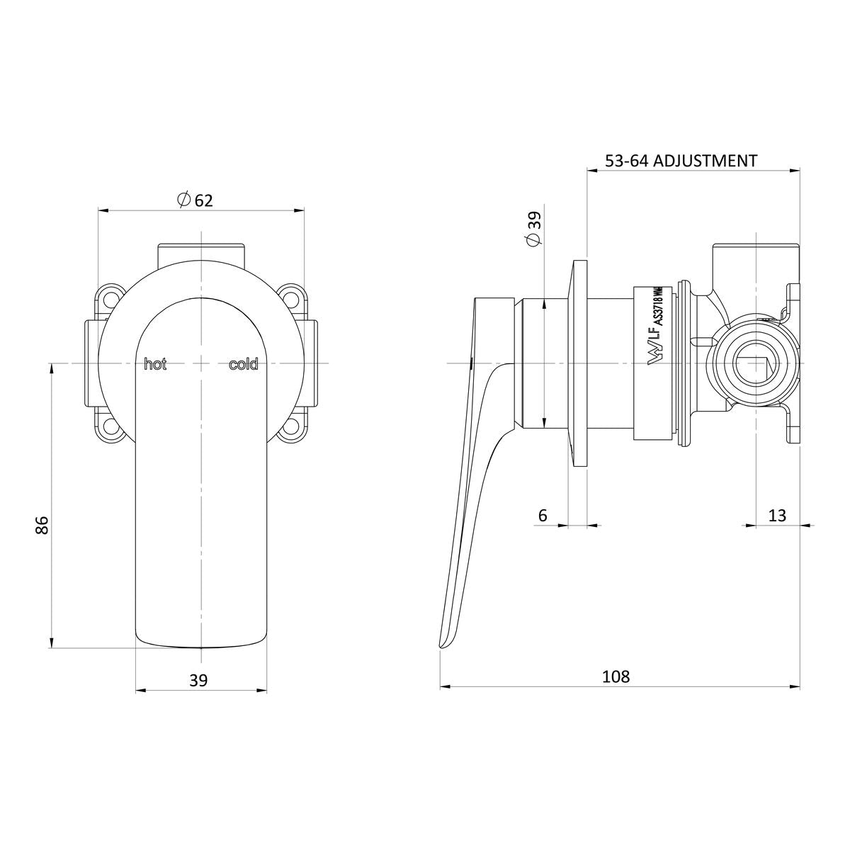 Phoenix Kusabi SwitchMix Shower/Wall Mixer - Brushed Carbon