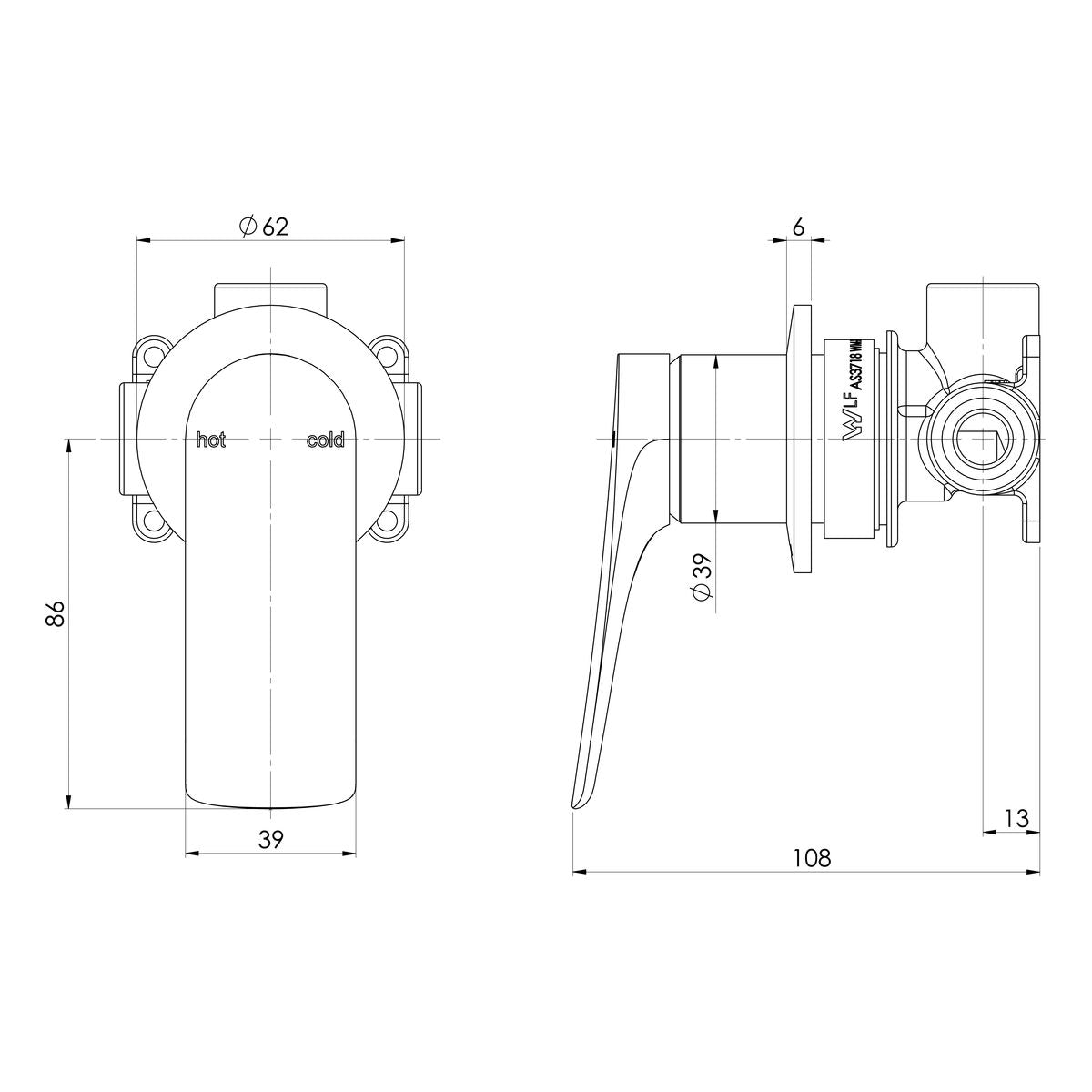 Phoenix Kusabi SwitchMix Shower/Wall Mixer Fit-Off Kit - Brushed Carbon