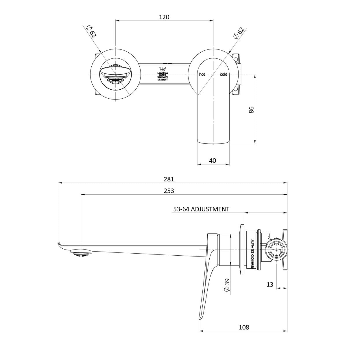Phoenix Kusabi SwitchMix Wall Basin/Bath Mixer Set 200mm - Chrome