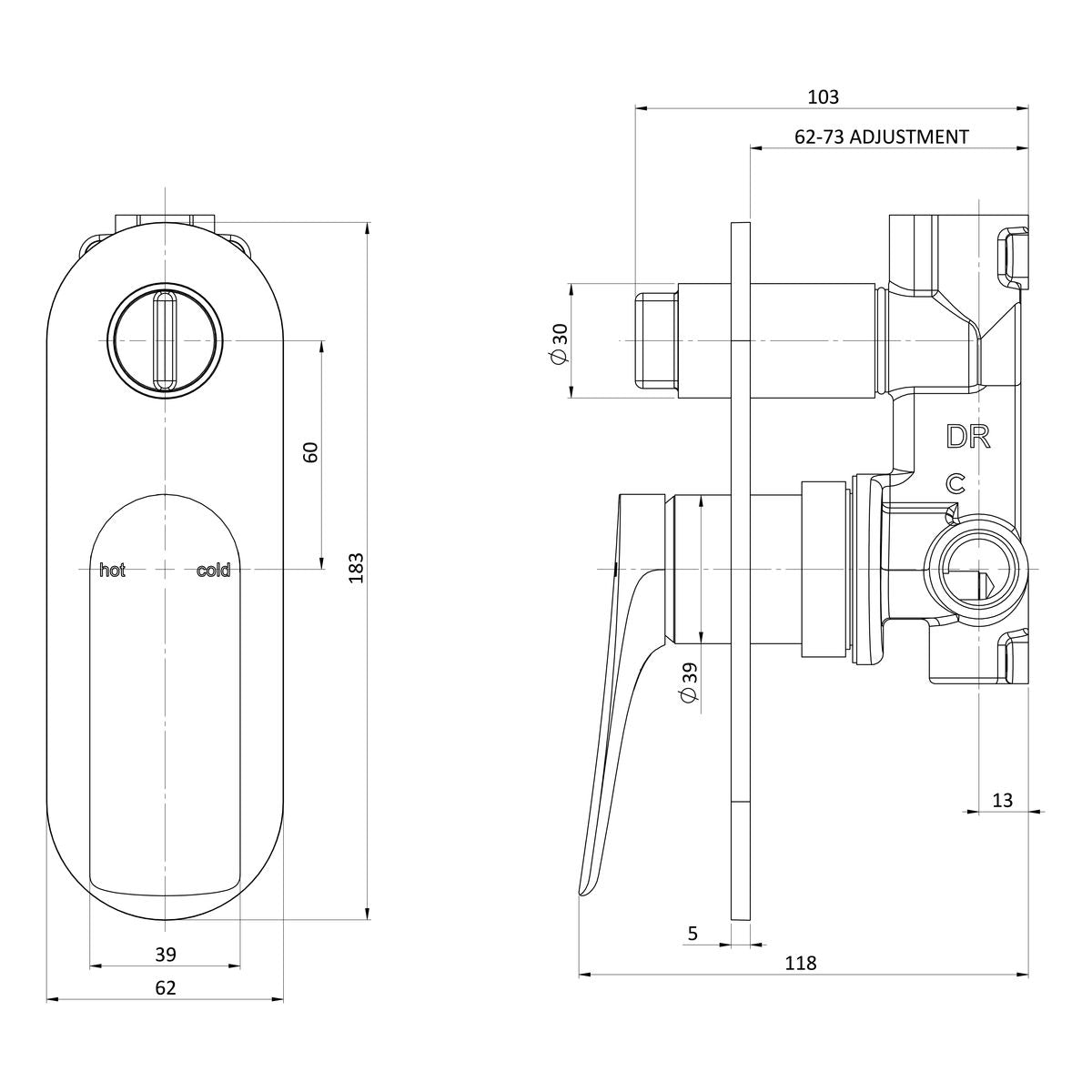 Phoenix Kusabi SwitchMix Shower/Bath Diverter Mixer - Chrome