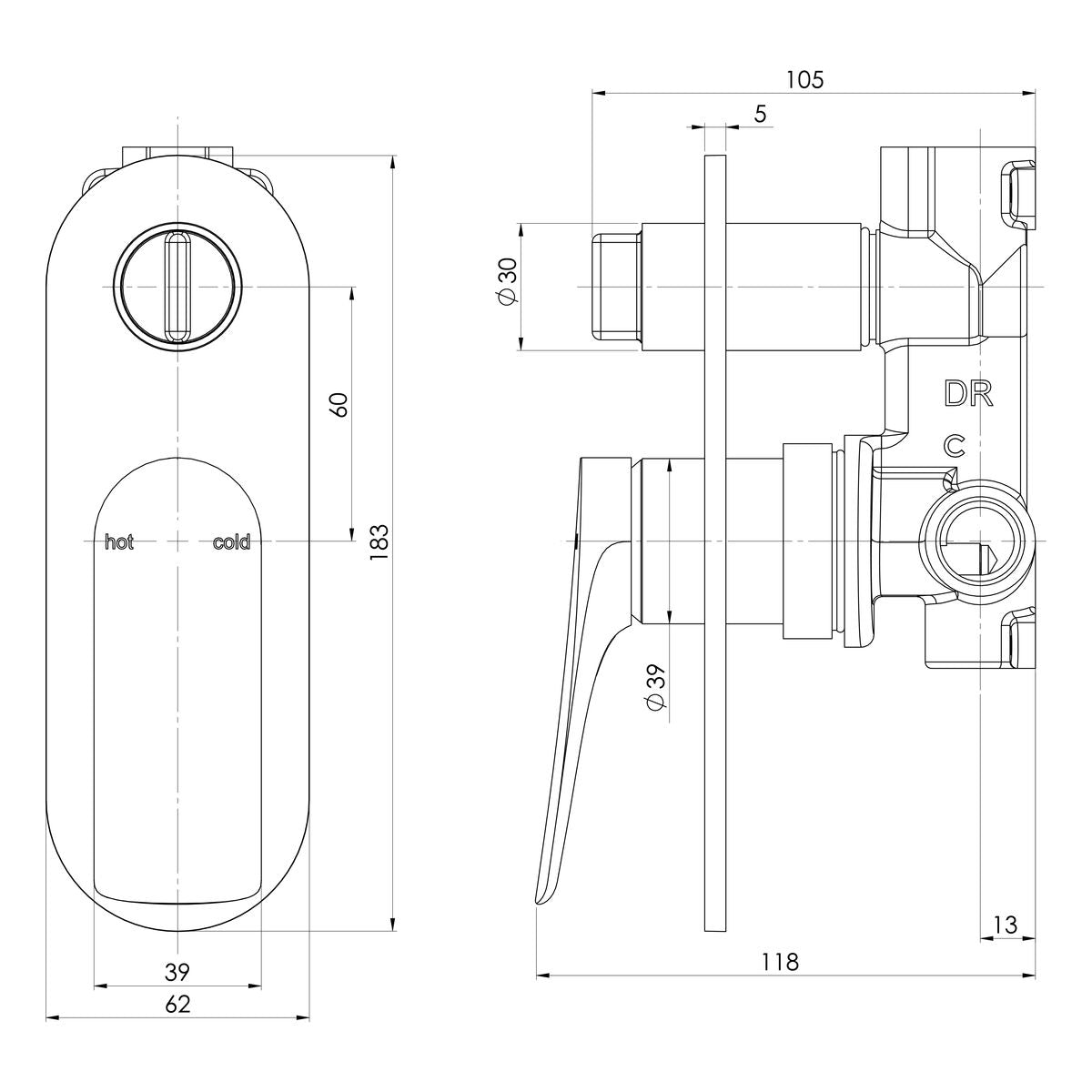 Phoenix Kusabi SwitchMix Shower/Bath Diverter Mixer Fit-Off Kit - Chrome