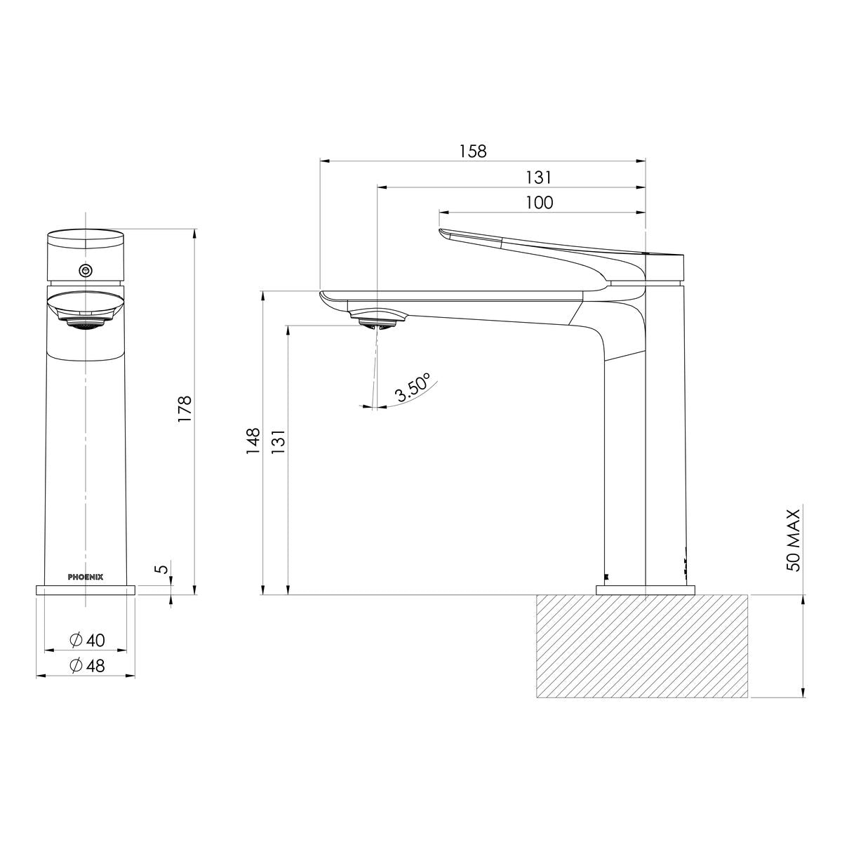 Phoenix Kusabi Basin Mixer - Chrome