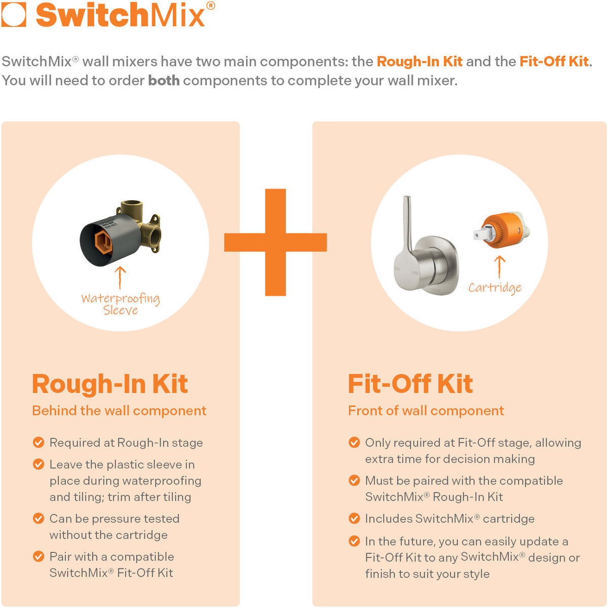 Phoenix Vask SwitchMix Shower/Wall Mixer Pin Up (Fit-Off Kit Only) - Lead Free, Brushed Carbon