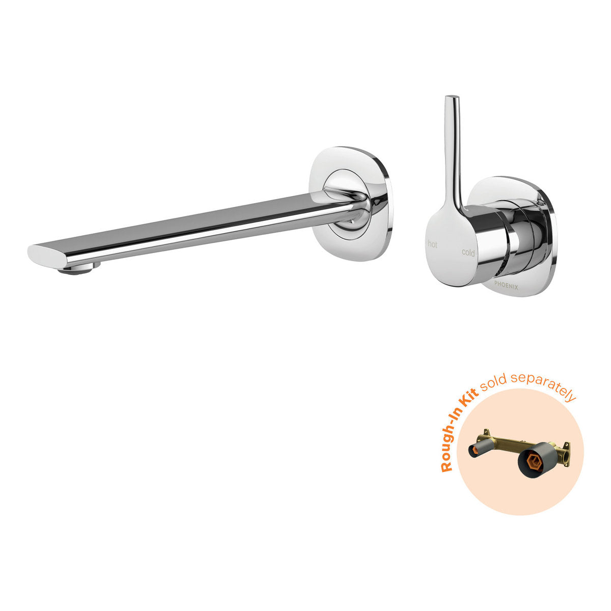 Phoenix Vask SwitchMix Wall Basin/Bath Mixer Set Pin Up (Fit-Off Kit Only) - Lead Free, Chrome