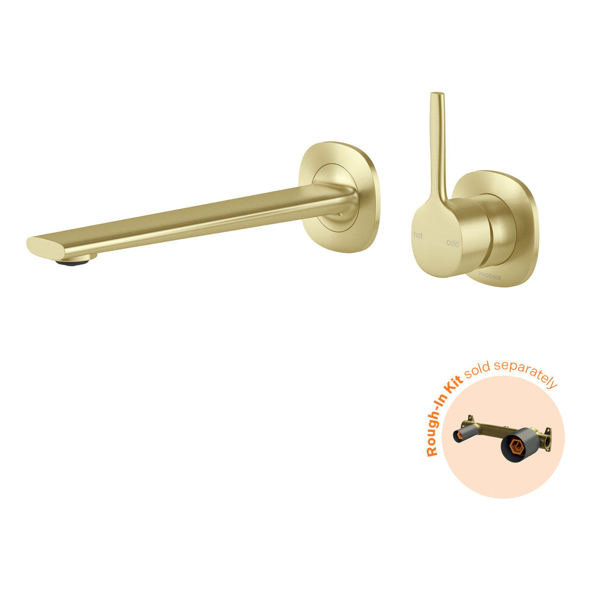 Phoenix Vask SwitchMix Wall Basin/Bath Mixer Set Pin Up (Fit-Off Kit Only) - Lead Free, Brushed Gold