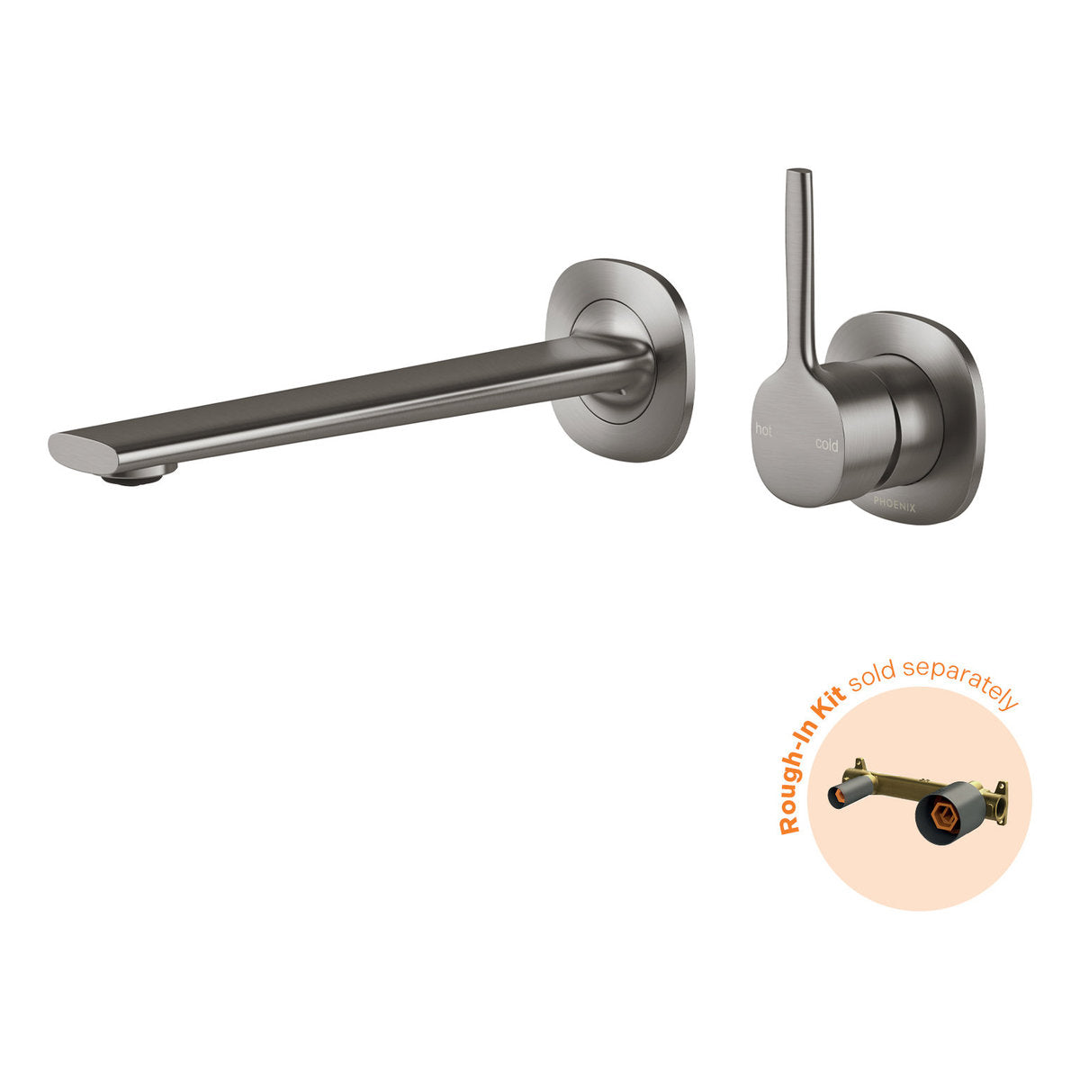 Phoenix Vask SwitchMix Wall Basin/Bath Mixer Set Pin Up (Fit-Off Kit Only) - Lead Free, Brushed Carbon