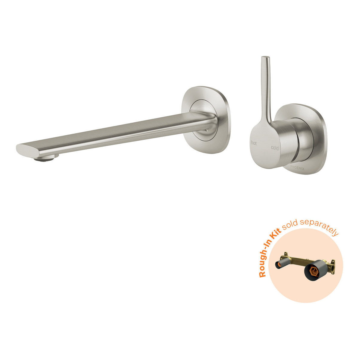 Phoenix Vask SwitchMix Wall Basin/Bath Mixer Set Pin Up (Fit-Off Kit Only) - Lead Free, Brushed Nickel