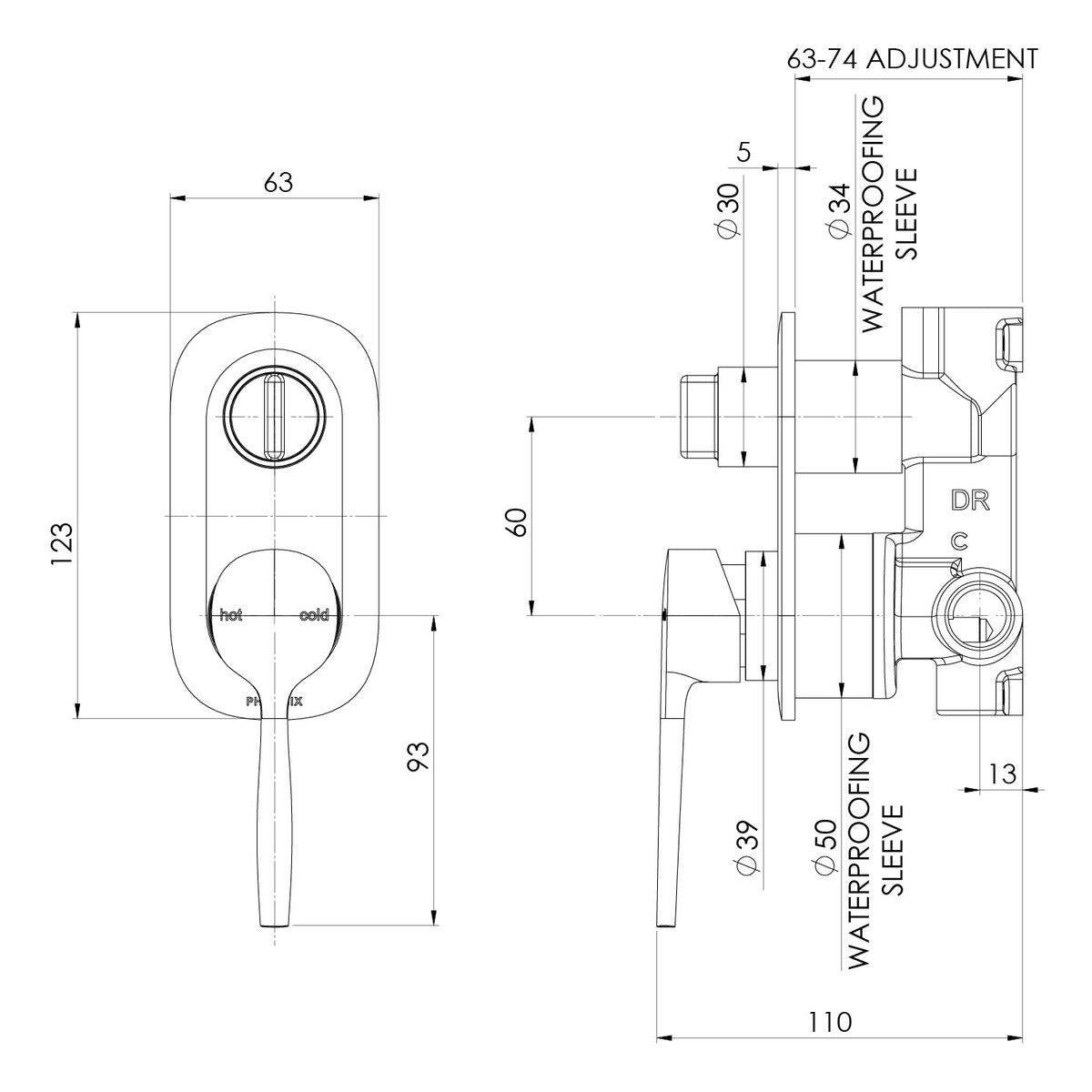 Phoenix Vask SwitchMix Shower/Bath Diverter Mixer (Complete Kit) - Lead Free, Brushed Carbon
