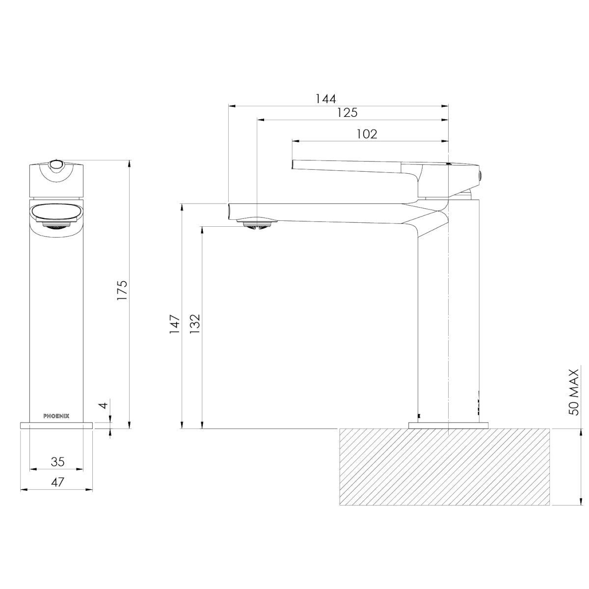 Phoenix Vask Basin Mixer - Lead Free, Chrome