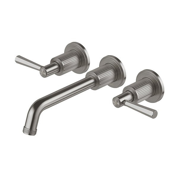 Phoenix Wiltern Wall Basin/Bath Tap Set, Brushed Carbon