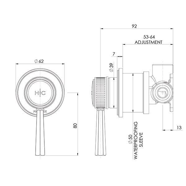 Phoenix Wiltern SwitchMix Shower/Wall Mixer, Brushed Nickel