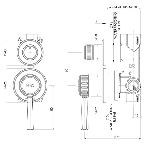 Phoenix Wiltern SwitchMix Shower/Bath Diverter Mixer Fit-Off Kit, Chrome