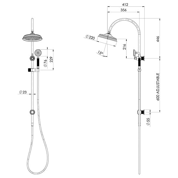 Phoenix Wiltern Twin Shower, Brushed Nickel