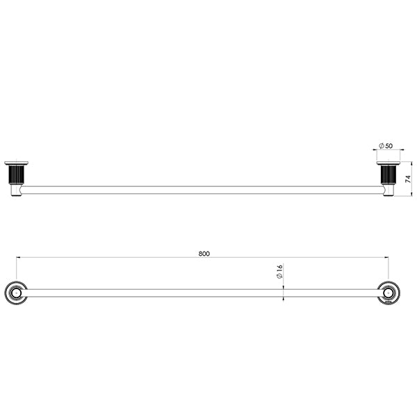Phoenix Wiltern Single Towel Rail 800mm, Brushed Gold