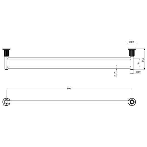 Phoenix Wiltern Double Towel Rail 800mm, Chrome