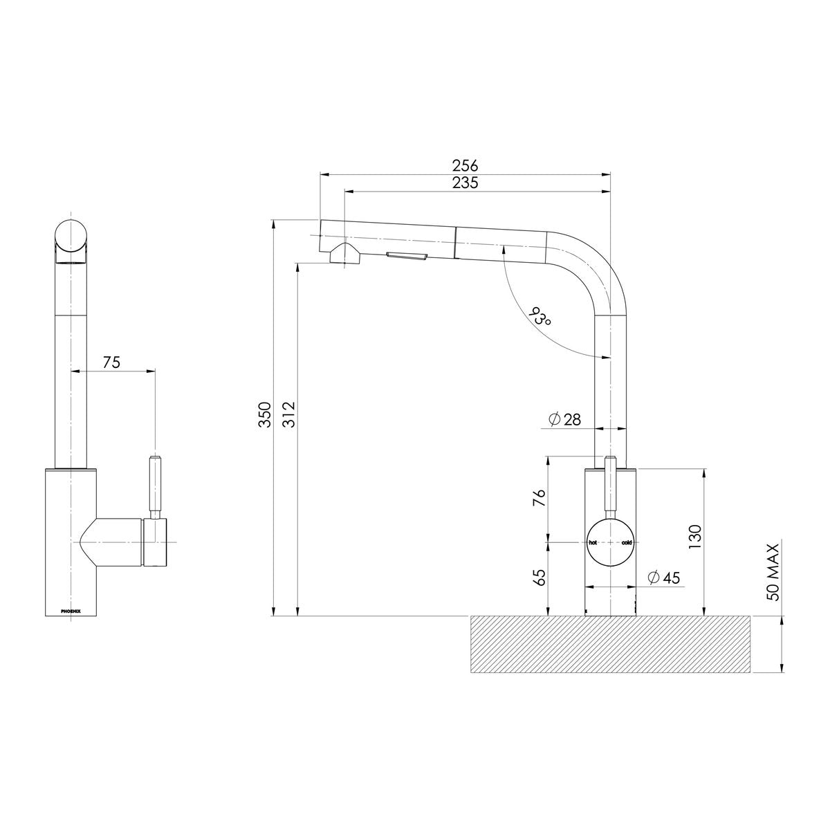 Phoenix Sink Package 1 - Matte Black Sink & Stainless Steel Mixer