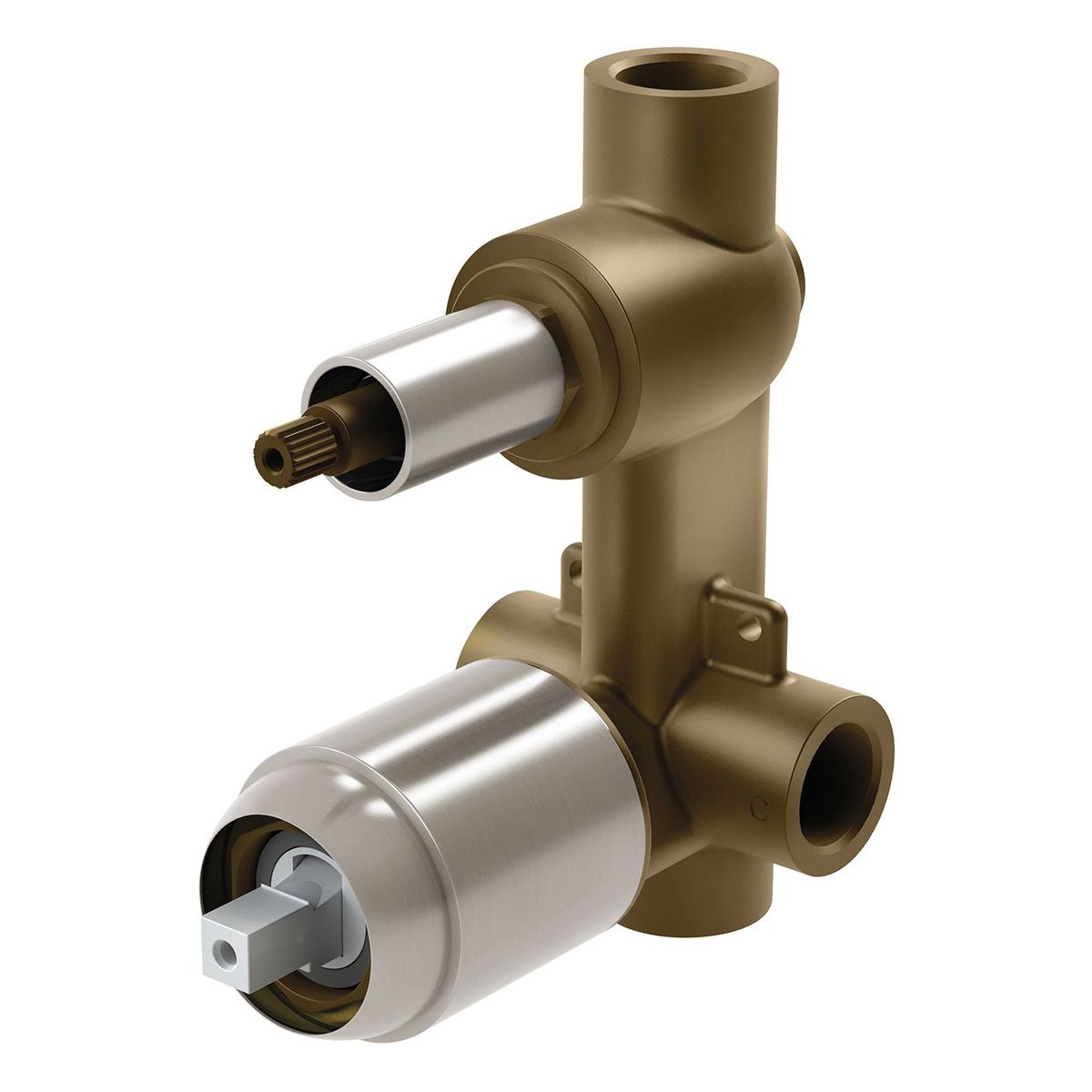 Builders Shower / Bath Diverter Mixer Body Only - Brushed Nickel