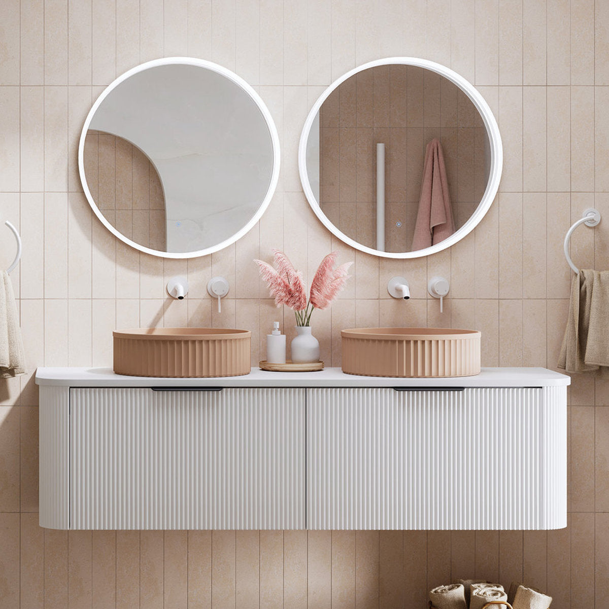 Fienza Minka Curved Satin White 1500 Wall Hung Cabinet