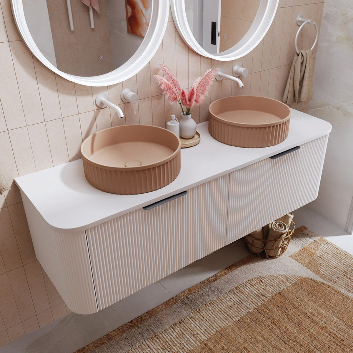 Fienza Minka Curved Satin White 1500 Wall Hung Cabinet