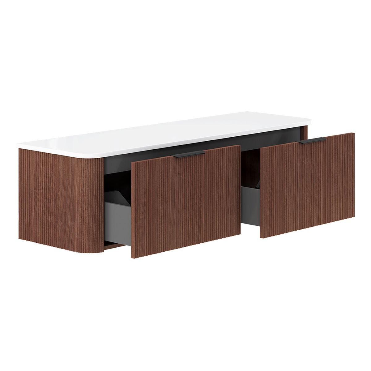 Fienza Minka Curved Walnut 1500 Wall Hung Cabinet