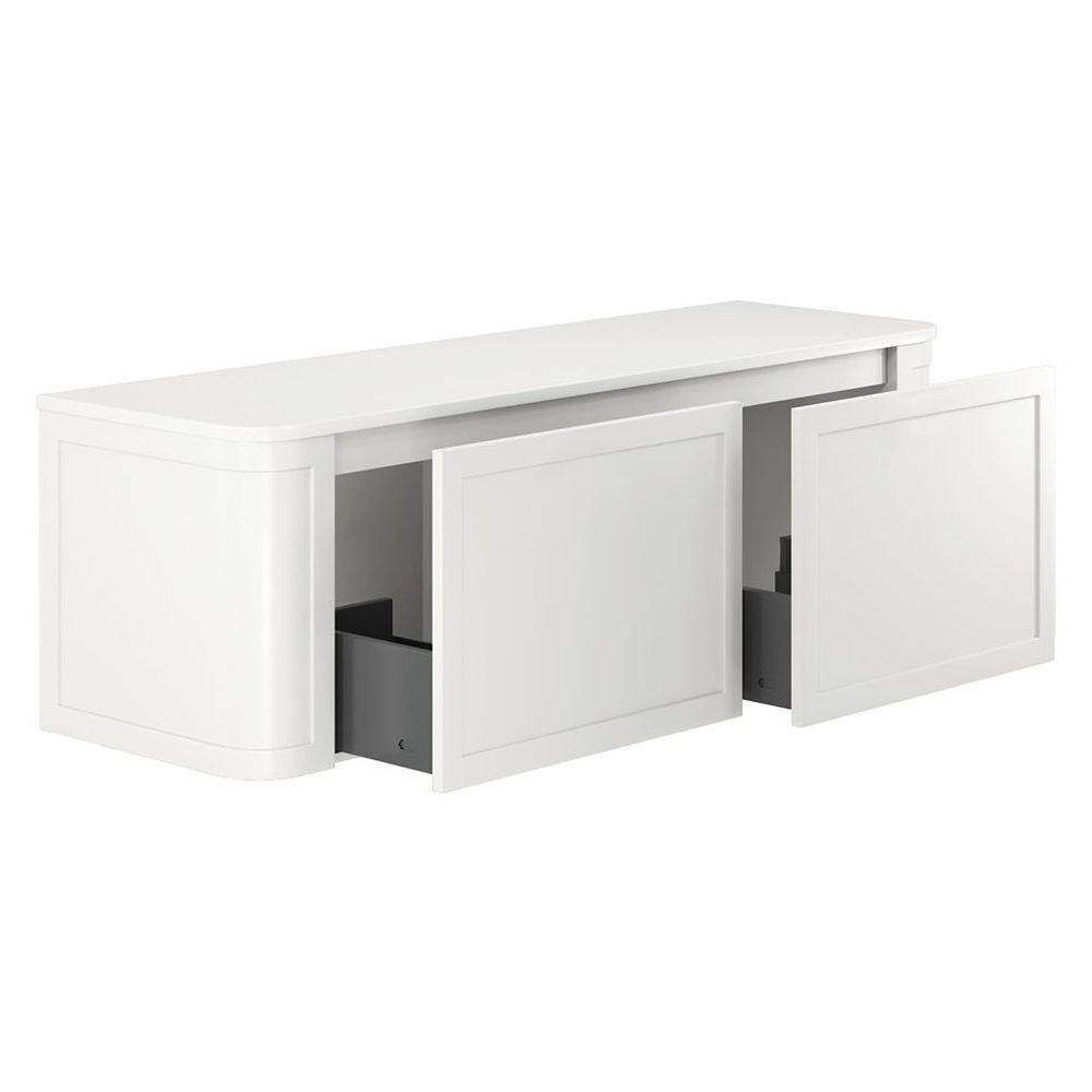 Mila Curved Satin White 1500 Wall Hung Cabinet