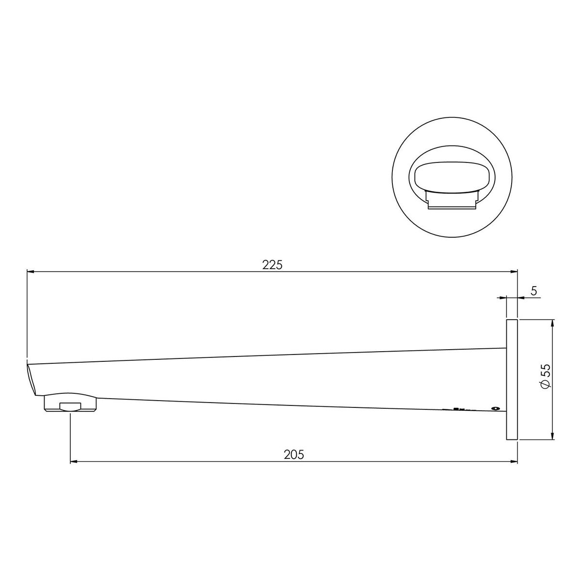Arlo Wall Bath Outlet 200mm - Brushed Nickel