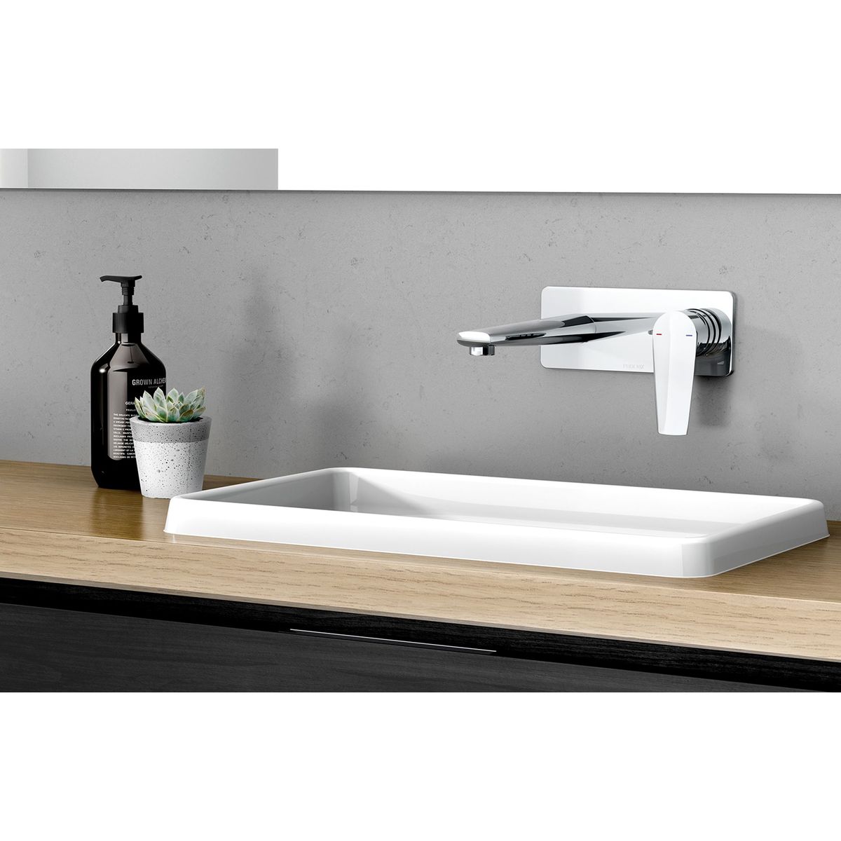 Arlo Wall Basin / Bath Mixer Set 200mm Trim Kit Only, 6 Star, Lead Free - Chrome