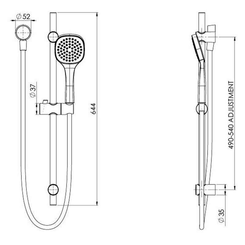 Teva Rail Shower - Matte Black