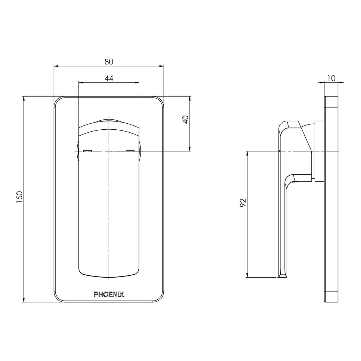 Teva Shower / Wall Mixer Trim Kit Only - Matte Black