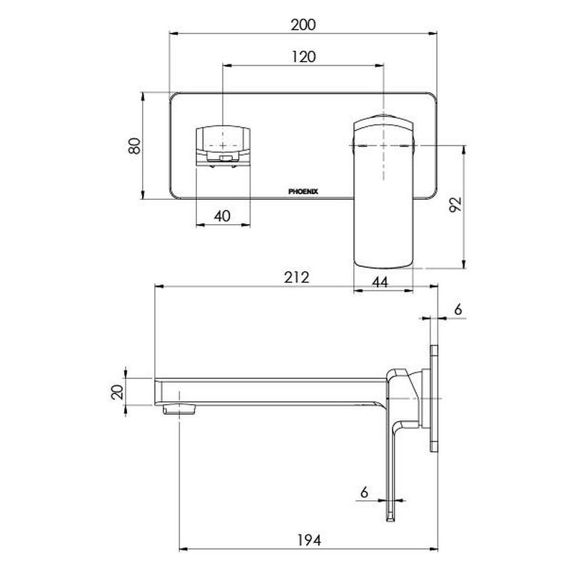 Teva Wall Basin / Bath Mixer Set 200mm Trim Kit Only, 6 Star, Lead Free - Brushed Nickel