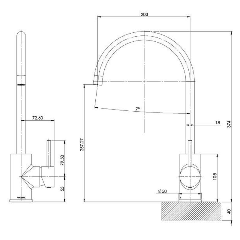 Pina Sink Mixer 200mm Gooseneck, Lead Free - Brushed Nickel