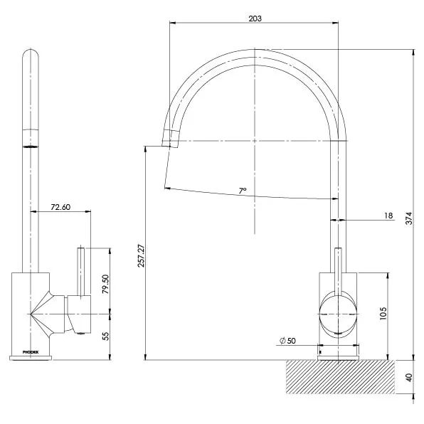 Pina Sink Mixer 200mm Gooseneck, 6 Star, Lead Free - Brushed Nickel