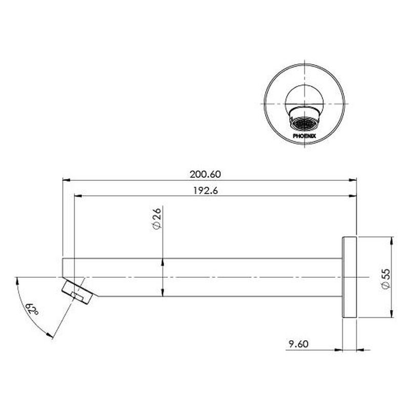 Pina Wall Bath Outlet 180mm - Chrome