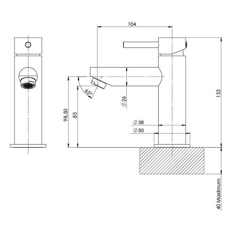 Pina Basin Mixer, 6 Star, Lead Free - Matte Black