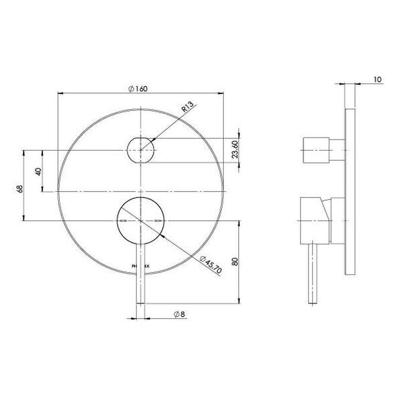 Pina Shower / Bath Diverter Mixer Trim Kit Only - Chrome