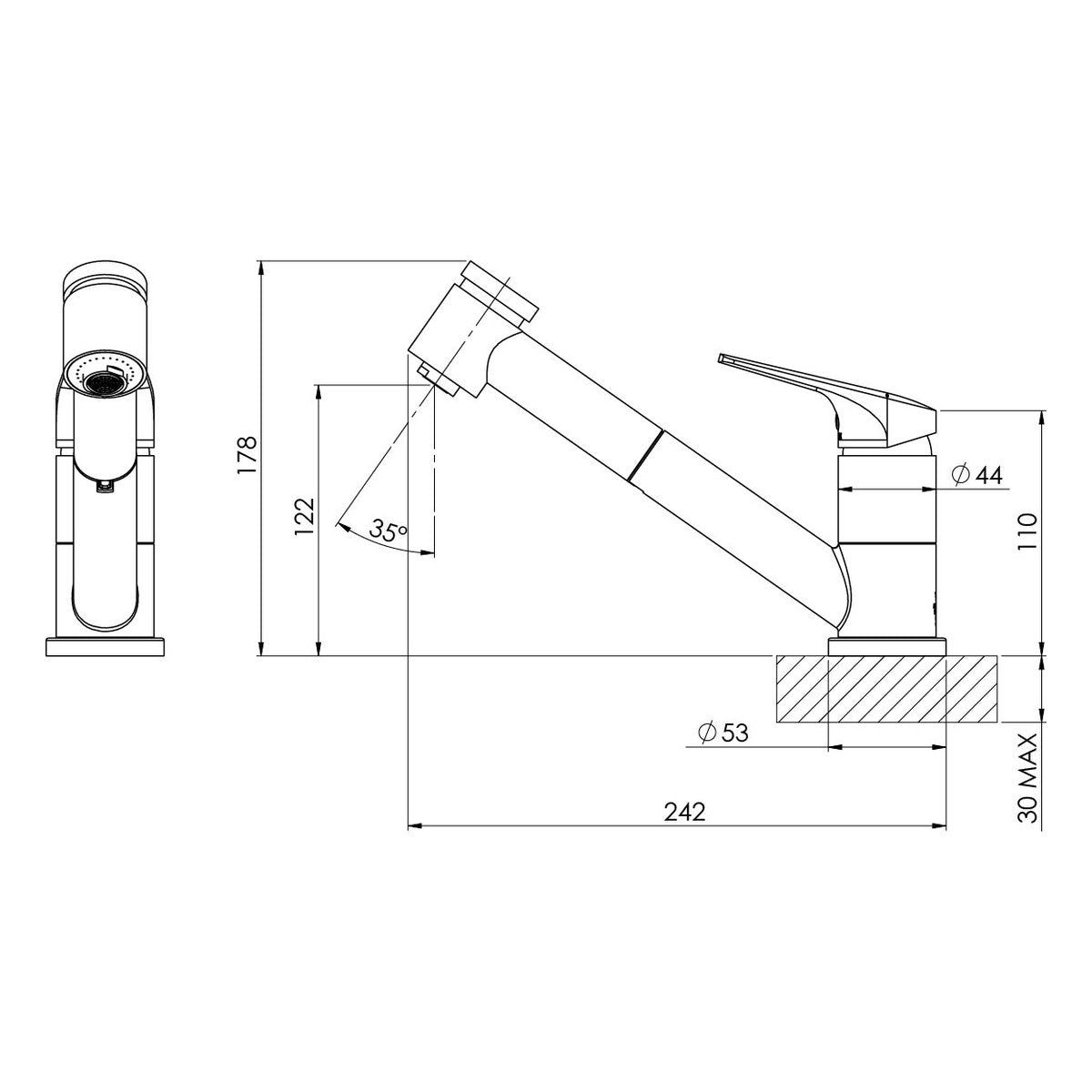 Phoenix Ivy MKII Pull Out Sink Mixer - 6 Star - Lead Free, Matte Black