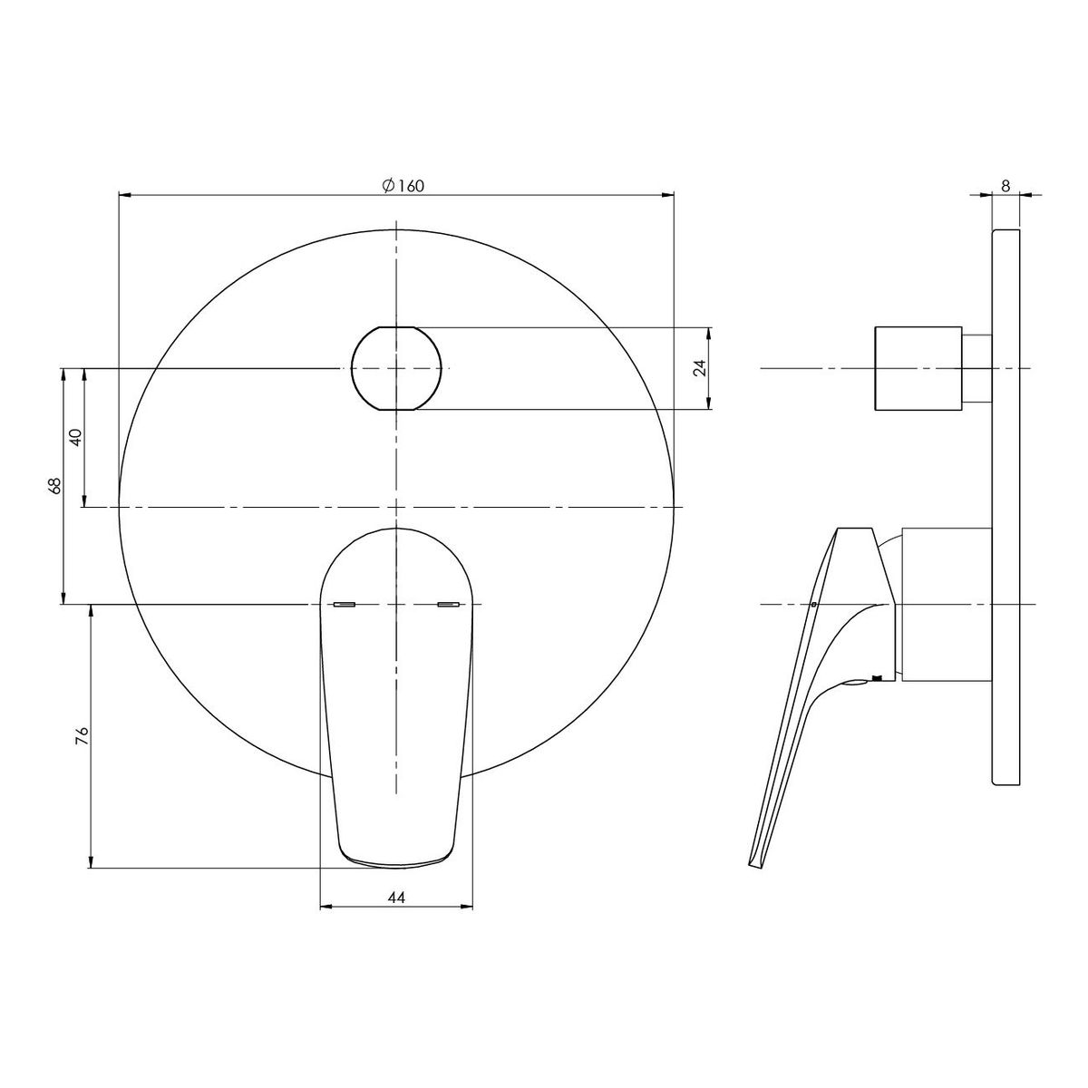 Ivy MKII Shower / Bath Diverter Mixer Trim Kit - Matte Black