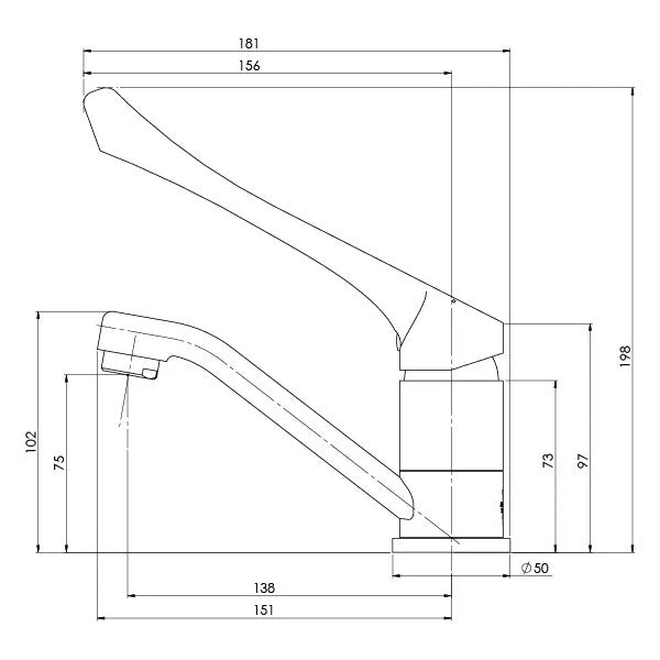 Ivy MKII Extended Handle Swivel Basin Mixer, Lead Free - Chrome