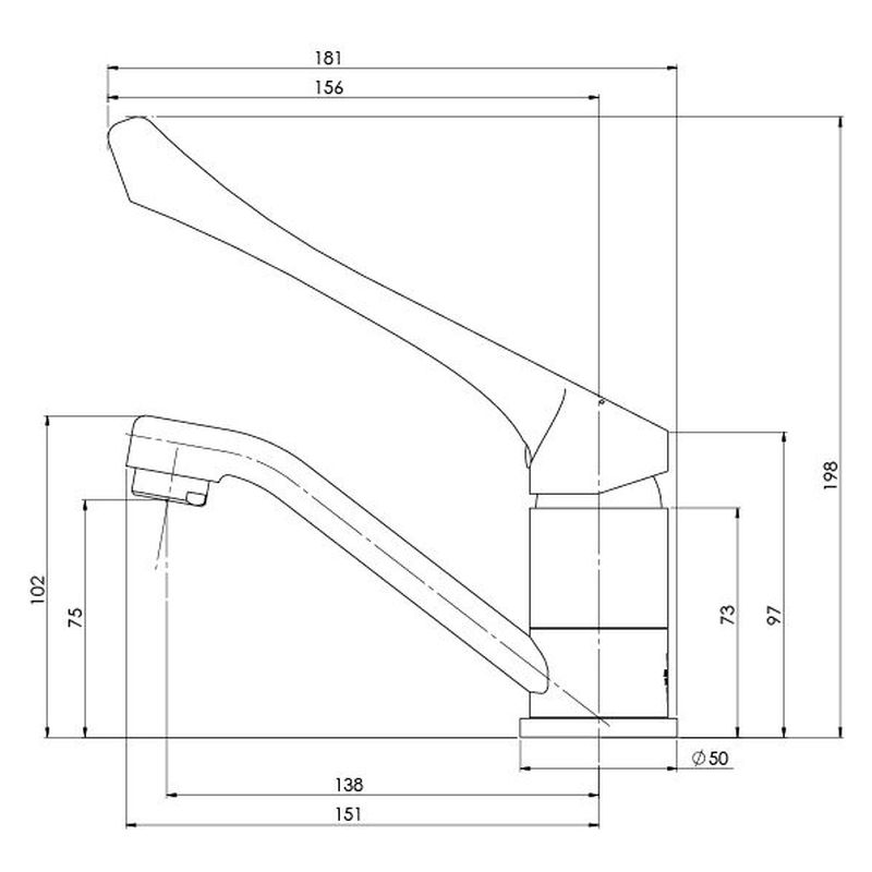 Ivy MKII Extended Handle Swivel Basin Mixer, Lead Free