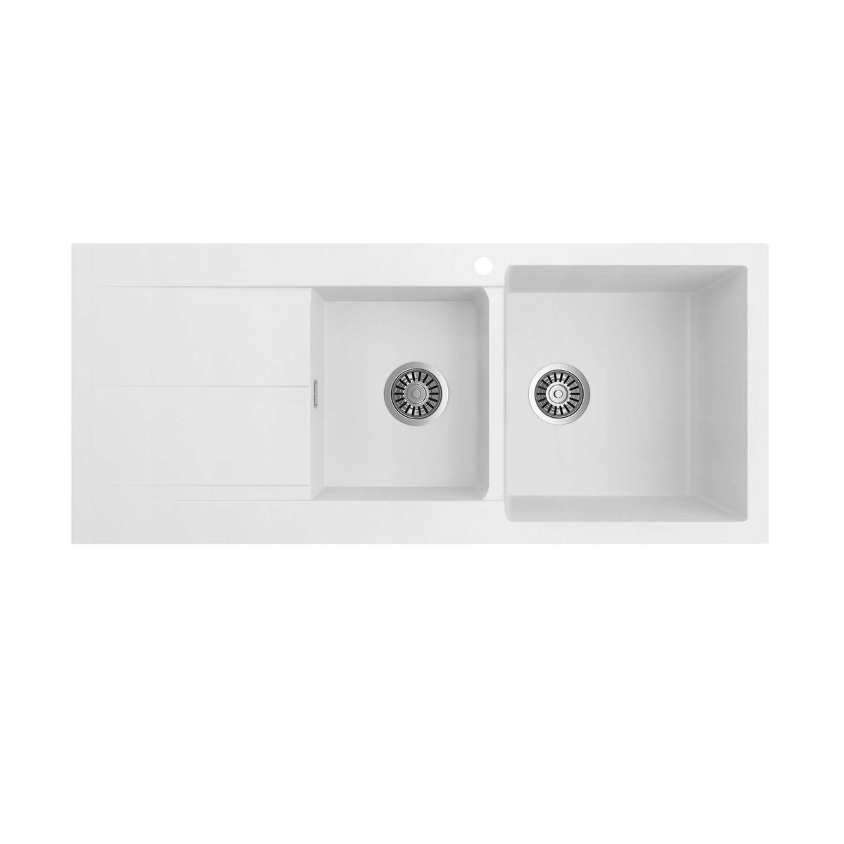 Oros 1160 Arqstone sink - White, 1 Taphole and Left Drainer