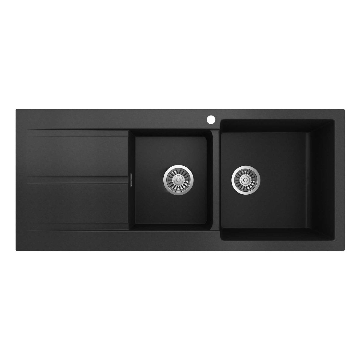 Seima Oros 1160 Arqstone Sink - Black, 1 Taphole, Left Drainer
