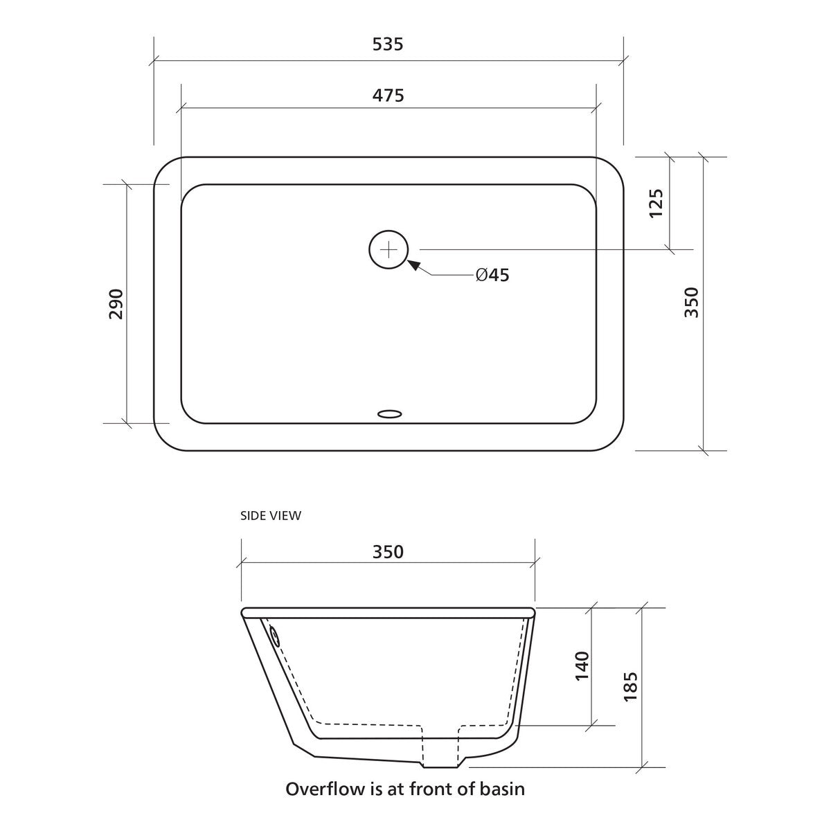 Seima Kyra 216 Ceramic Basin - White Gloss, No Taphole