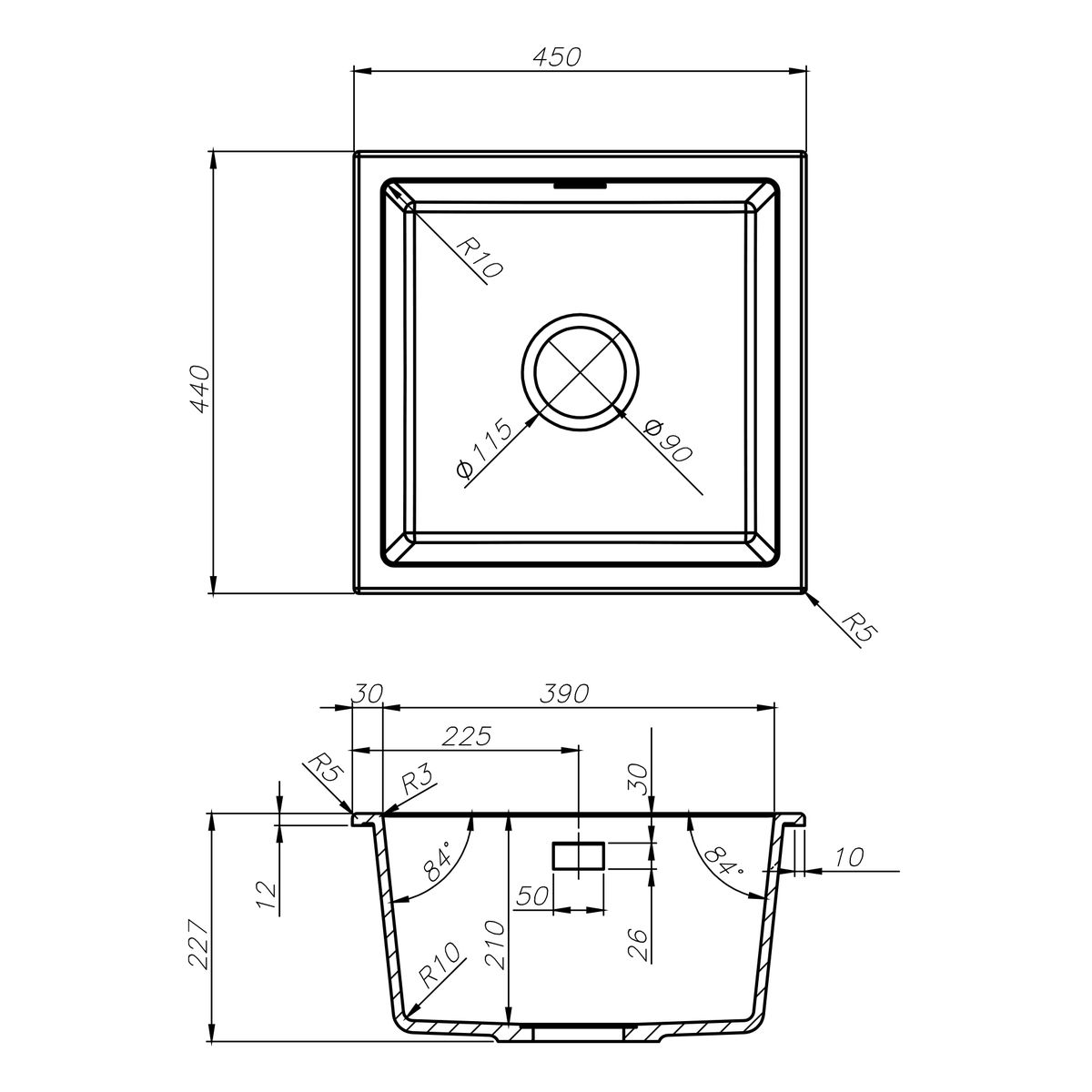 Oros 450 Arqstone Sink - White