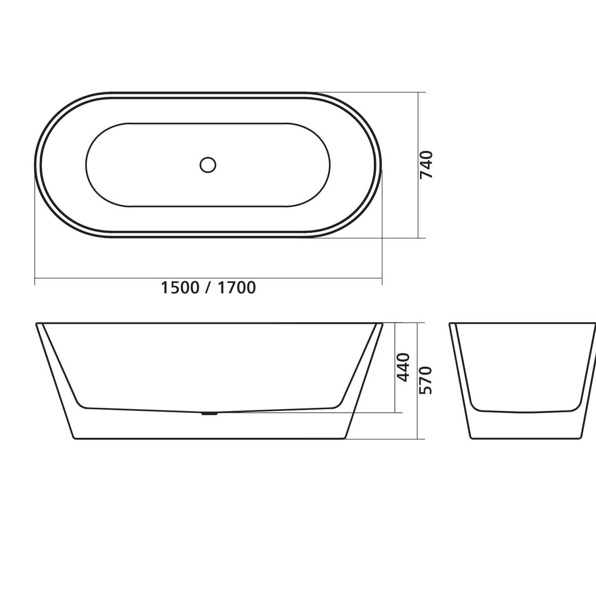 Syros 105 freestanding Bath - 1700mm
