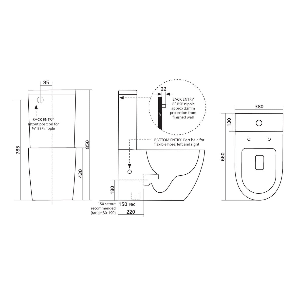 Seima Arko Wall Faced Toilet Suite - White Gloss